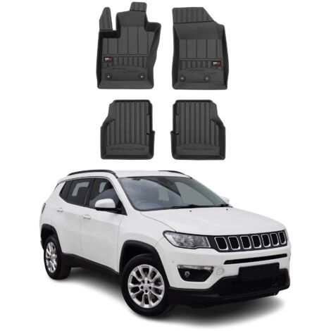 Tapis de Sol 3D TPE Premium Compatible avec Jeep Compass II 2016-2022  Revêtement de Sol pour Voiture - Intérieur antidérapant - Bords Hauts - Noir (1/5)