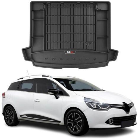 Tapis de Coffre 3D TPE Premium Compatible avec Renault Clio IV Grandtour 2013-2017 Bac de Protection de Coffre Intérieur antidérapant Revêtement de Coffre Bords Hauts pour Voiture Noir