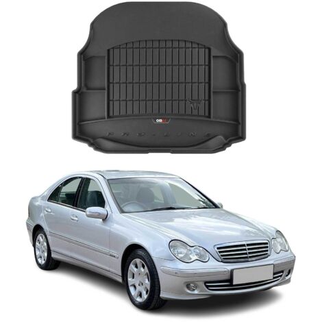 Tapis de Coffre Voiture Compatible avec Mercedes Classe C W203 Berline 2000 à 2006, Antidérapant Imperméable, 3D Premium TPE, Noir (1/5)