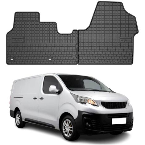 Tapis de Sol Toutes Saisons en Caoutchouc Compatible avec Peugeot Expert III 2016-2022  Revêtement de Sol pour Voiture - Intérieur antidérapant - Bords Hauts Noir