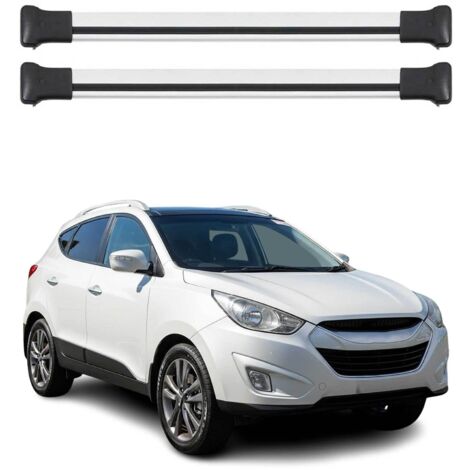 OMAC Barres de toit en aluminium pour Hyundai ix35 2010-2015 – TÜV / DIN 75302:2019 – Charge max 75 kg – 2 barres Argent (1/4)