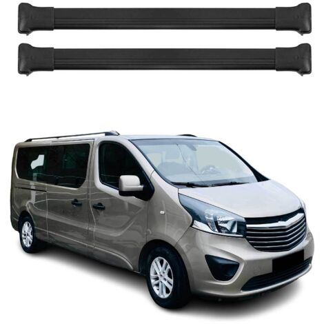 OMAC Barres de toit en aluminium pour Opel Vivaro A 2014-2019 – TÜV / DIN 75302:2019 – Charge max 75 kg – 2 barres Noir (1/4)