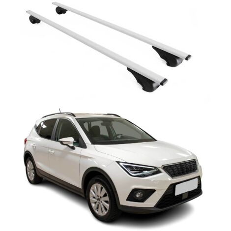 OMAC Barres de toit pour Seat Arona 2017-2026 – TÜV / DIN 75302:2019 – Antivol inclus – Charge max 75 kg – 2 barres Argent (1/4)