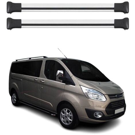 OMAC Barres de toit en aluminium pour Ford Transit Custom / Tourneo Custom I 2012-2023 – TÜV / DIN 75302:2019 – Charge max 75 kg – 2 barres Argent (1/4)