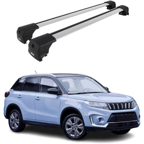 OMAC Barres de toit en aluminium pour Suzuki Vitara IV 2015-2026 – City Crash – ISO/PAS 11154:2006 – Antivol inclus – Charge max 75 kg – 2 barres Argent (1/4)
