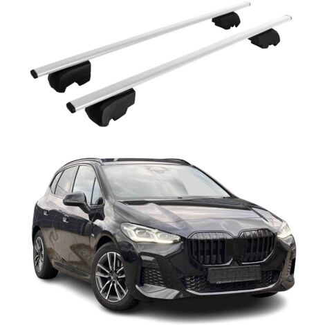 OMAC Barres de toit pour BMW Série 2 Active Tourer U06 2021-2026 – City Crash tested – ISO PAS 11154:2006 – Antivol inclus – Charge max 75 kg – 2 barres Argent (1/4)