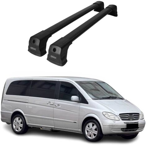 OMAC Barres de toit compatibles avec Mercedes Vito W639 2003-2014 – 2 barres – Antivol inclus – Aluminium Noir