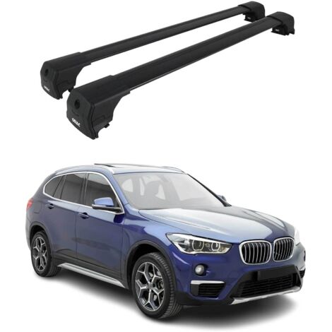 OMAC Barres de toit en aluminium pour BMW X1 F48 2015-2022 – City Crash – ISO/PAS 11154:2006 – Antivol inclus – Charge max 75 kg – 2 barres Noir (1/4)