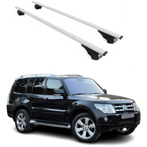OMAC Barres de toit pour Mitsubishi Pajero IV 2006-2021 – TÜV / DIN 75302:2019 – Antivol inclus – Charge max 75 kg – 2 barres Argent (1/4)