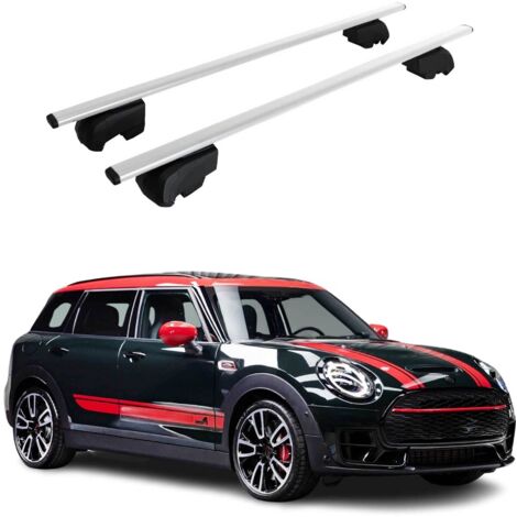 OMAC Barres de toit pour Mini Clubman mk2 F54 2015-2024 – City Crash tested – ISO PAS 11154:2006 – Antivol inclus – Charge max 75 kg – 2 barres Argent (1/4)