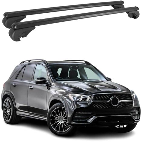 OMAC Barres de toit en aluminium pour Mercedes GLE W167 2019-2026 – TÜV / DIN 75302:2019 – Antivol inclus – Charge max 75 kg – 2 barres Noir (1/4)