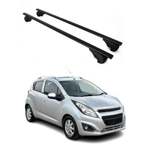 OMAC Barres de toit pour Chevrolet Spark M300 2010-2015 – TÜV / DIN 75302:2019 – Antivol inclus – Charge max 75 kg – 2 barres Noir (1/4)