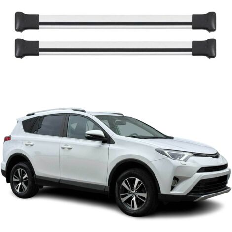 OMAC Barres de toit en aluminium pour Toyota RAV4 IV 2013-2018 – TÜV / DIN 75302:2019 – Charge max 75 kg – 2 barres Argent