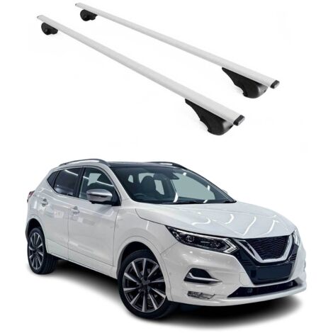OMAC Barres de toit pour Nissan Qashqai J11 2013-2021 – TÜV / DIN 75302:2019 – Antivol inclus – Charge max 75 kg – 2 barres Argent