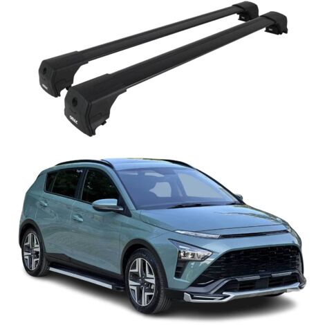 OMAC Barres de toit en aluminium pour Hyundai Bayon 2021-2026 – City Crash – ISO/PAS 11154:2006 – Antivol inclus – Charge max 75 kg – 2 barres Noir (1/4)