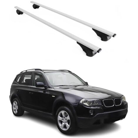 OMAC Barres de toit pour BMW X3 E83 2003-2010 – TÜV / DIN 75302:2019 – Antivol inclus – Charge max 75 kg – 2 barres Argent (1/4)