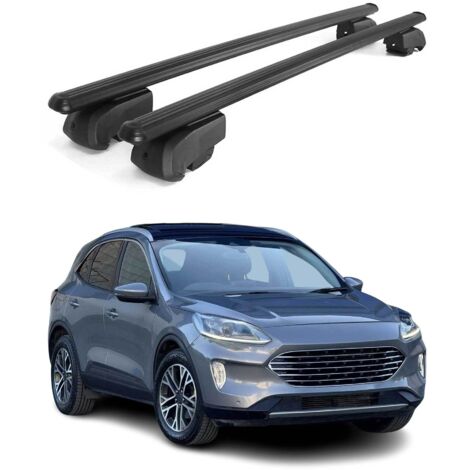 OMAC Barres de toit en aluminium pour Ford Kuga III 2019-2026 – City Crash – ISO/PAS 11154:2006 – Antivol inclus – Charge max 75 kg – 2 barres Noir (1/4)