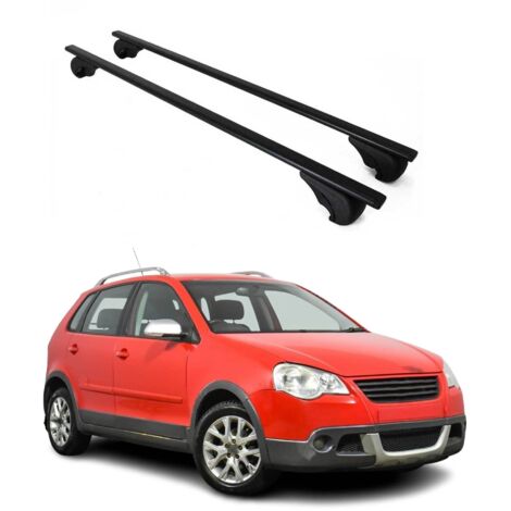 OMAC Barres de toit pour VW Polo mk4 2001-2009 – TÜV / DIN 75302:2019 – Antivol inclus – Charge max 75 kg – 2 barres Noir (1/4)