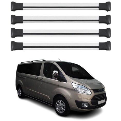 OMAC Barres de toit en aluminium pour Ford Transit Custom / Tourneo Custom I 2012-2023 – TÜV / DIN 75302:2019 – Charge max 75 kg – 2 barres Argent (1/4)