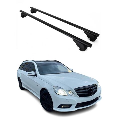 OMAC Barres de toit pour Mercedes Classe E S212 Break 2010-2016 – TÜV / DIN 75302:2019 – Antivol inclus – Charge max 75 kg – 2 barres Noir (1/4)