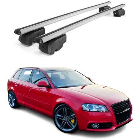 OMAC Barres de toit en aluminium pour Audi A3 8PA Sportback 2005-2013 – City Crash – ISO/PAS 11154:2006 – Antivol inclus – Charge max 75 kg – 2 barres Argent (1/4)