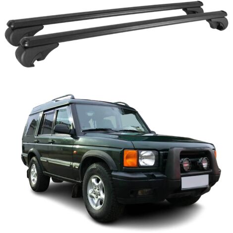 OMAC Barres de toit en aluminium pour Land Rover Discovery II L318 1998-2004 – TÜV / DIN 75302:2019 – Antivol inclus – Charge max 75 kg – 2 barres Noir (1/4)