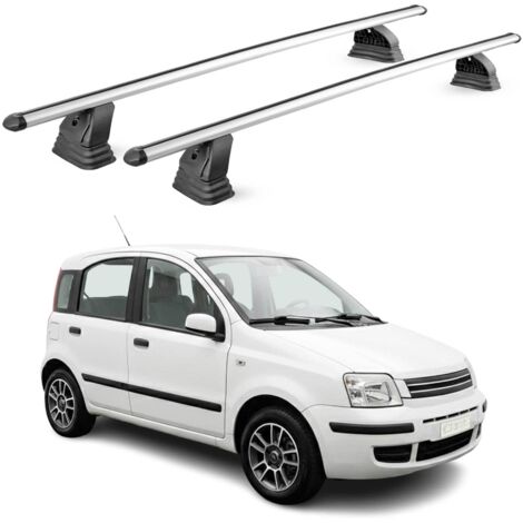 OMAC Barres de toit transversales en aluminium pour Fiat Panda II 2003-2012 – TÜV / DIN 75302:2019 – Antivol inclus – Charge max 75 kg – 2 barres – Gris