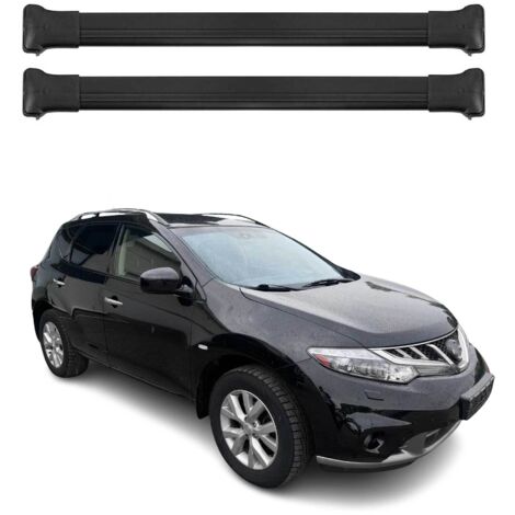 OMAC Barres de toit en aluminium pour Nissan Murano II 2009-2014 – TÜV / DIN 75302:2019 – Charge max 75 kg – 2 barres Noir (1/4)