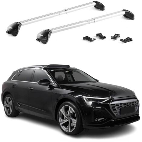 OMAC Barres de toit transversales certifiées TÜV pour Audi Q8 4M 2018-2026 – Verrouillables (4 antivols) – Charge max 100 kg – Fixation durable Argent (1/4)