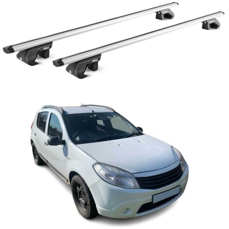 OMAC Barres de toit aluminium certifiées TÜV pour Dacia Sandero Stepway 2010-2026 – Pour rails de toit standards – Rainure en T – Charge max 90 kg – 2 antivols Argent (1/4)