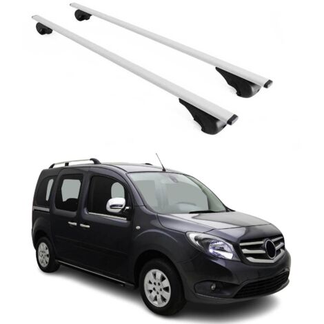 OMAC Barres de toit pour Mercedes Citan W420 2021-2026 – TÜV / DIN 75302:2019 – Antivol inclus – Charge max 75 kg – 2 barres Argent (1/4)