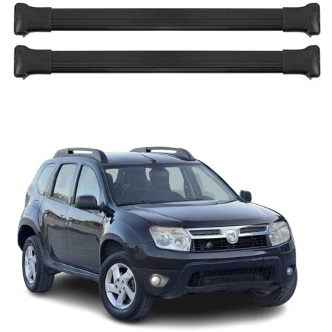 OMAC Barres de toit en aluminium pour Dacia Duster mk1 2010-2013 Pre-FL – TÜV / DIN 75302:2019 – Charge max 75 kg – 2 barres Noir (1/4)