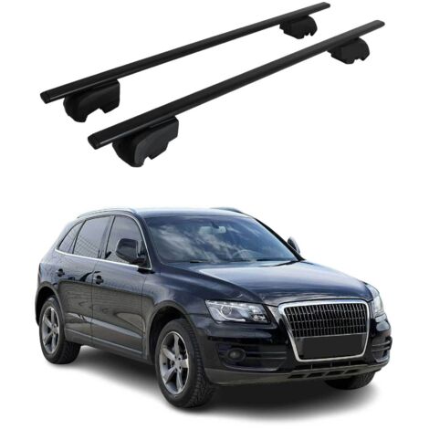 OMAC Barres de toit pour Audi Q5 8R 2008-2017 – City Crash tested – ISO PAS 11154:2006 – Antivol inclus – Charge max 75 kg – 2 barres Noir