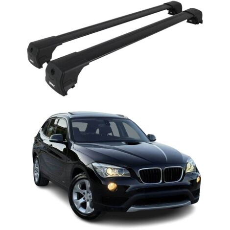 OMAC Barres de toit en aluminium pour BMW X1 E84 2009-2015 – City Crash – ISO/PAS 11154:2006 – Antivol inclus – Charge max 75 kg – 2 barres Noir (1/4)