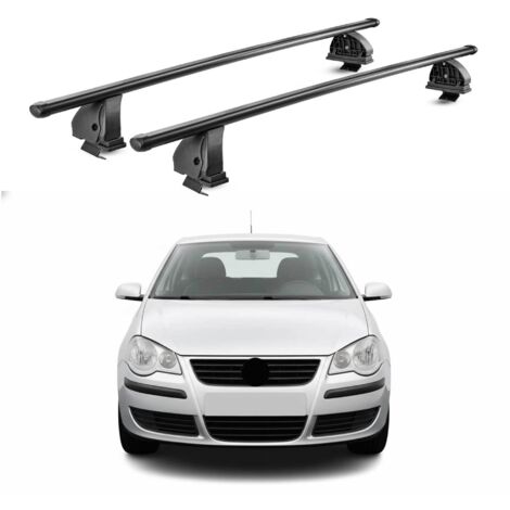 OMAC Barres de toit transversales en aluminium pour VW Polo mk4 2001-2009 3/5 Portes – TÜV / DIN 75302:2019 – Antivol inclus – Charge max 75 kg – 2 barres – Gris (1/4)