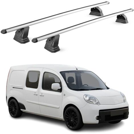 OMAC Barres de toit transversales en aluminium pour Renault Kangoo II 2007-2021 – TÜV / DIN 75302:2019 – Antivol inclus – Charge max 75 kg – 2 barres – Gris