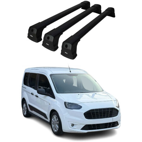 OMAC Barres de toit compatibles avec Ford Tourneo Connect 2021-2026 – 2 barres – Antivol inclus – Aluminium Noir (1/4)