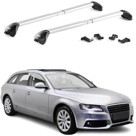 OMAC Barres de toit transversales certifiées TÜV pour Audi A4 B8 B9 Avant 2008-2025 – Verrouillables (4 antivols) – Charge max 100 kg – Fixation durable Argent (1/4)