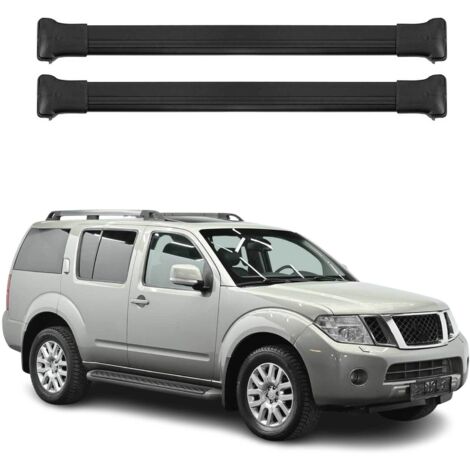 OMAC Barres de toit en aluminium pour Nissan Pathfinder III 2004-2012 – TÜV / DIN 75302:2019 – Charge max 75 kg – 2 barres Noir