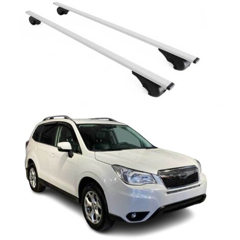 OMAC Barres de toit pour Subaru Forester IV 2013-2018 – TÜV / DIN 75302:2019 – Antivol inclus – Charge max 75 kg – 2 barres Argent (1/4)