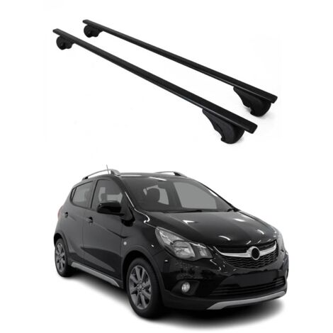 OMAC Barres de toit pour Opel Karl Rocks 2017-2019 – TÜV / DIN 75302:2019 – Antivol inclus – Charge max 75 kg – 2 barres Noir (1/4)
