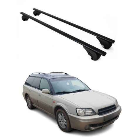OMAC Barres de toit pour Subaru Outback I II 1995-2004 – TÜV / DIN 75302:2019 – Antivol inclus – Charge max 75 kg – 2 barres Noir (1/4)