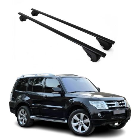 OMAC Barres de toit pour Mitsubishi Pajero IV 2006-2021 – TÜV / DIN 75302:2019 – Antivol inclus – Charge max 75 kg – 2 barres Noir (1/4)