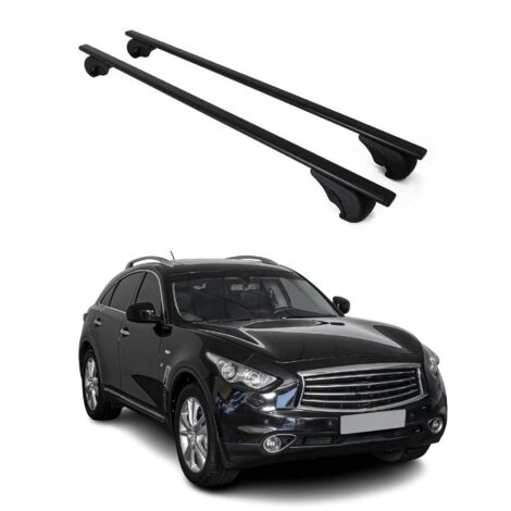 OMAC Barres de toit pour Infiniti QX70 2014-2017 – TÜV / DIN 75302:2019 – Antivol inclus – Charge max 75 kg – 2 barres Noir (1/4)