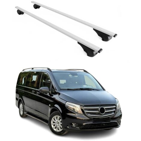 OMAC Barres de toit pour Mercedes Vito W447 2014-2026 – TÜV / DIN 75302:2019 – Antivol inclus – Charge max 75 kg – 2 barres Argent
