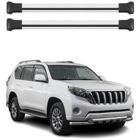 OMAC Barres de toit en aluminium pour Toyota Land Cruiser Prado J150 2009-2018 Pre-FL – TÜV / DIN 75302:2019 – Charge max 75 kg – 2 barres Argent (1/4)