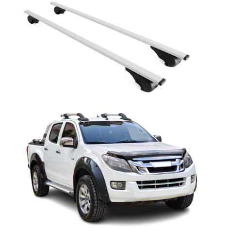 OMAC Barres de toit pour Isuzu D-Max 2012-2026 – TÜV / DIN 75302:2019 – Antivol inclus – Charge max 75 kg – 2 barres Argent (1/4)