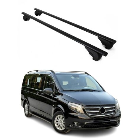 OMAC Barres de toit pour Mercedes Vito W447 2014-2026 – TÜV / DIN 75302:2019 – Antivol inclus – Charge max 75 kg – 2 barres Noir (1/4)