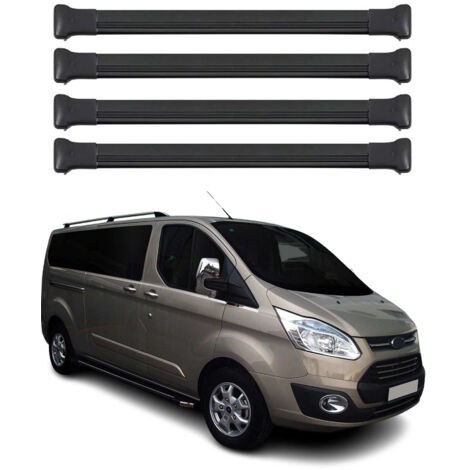 OMAC Barres de toit en aluminium pour Ford Transit Custom / Tourneo Custom I 2012-2023 – TÜV / DIN 75302:2019 – Charge max 75 kg – 2 barres Noir