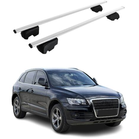 OMAC Barres de toit pour Audi Q5 8R 2008-2017 – City Crash tested – ISO PAS 11154:2006 – Antivol inclus – Charge max 75 kg – 2 barres Argent (1/4)